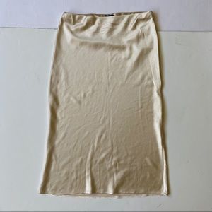 Skies Are Blue Ivory Satin Midi Skirt Ivory small